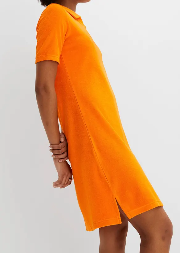 Robe longueur genou en tissu éponge avec col polo, bonprix