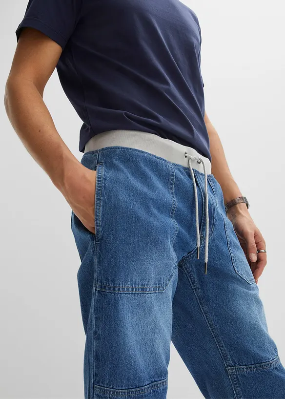 Bermuda long et léger en jean taille extensible, relaxed, bonprix