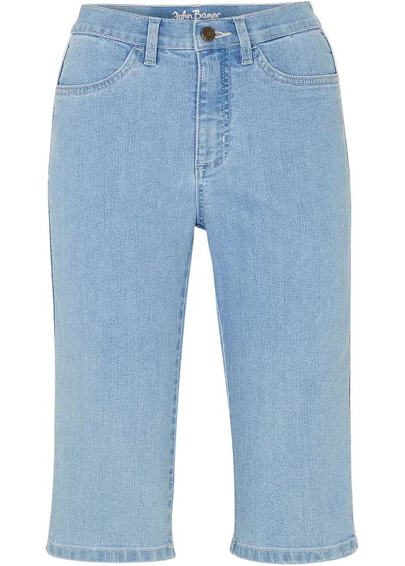 Bermuda slim en jean, taille haute, bonprix