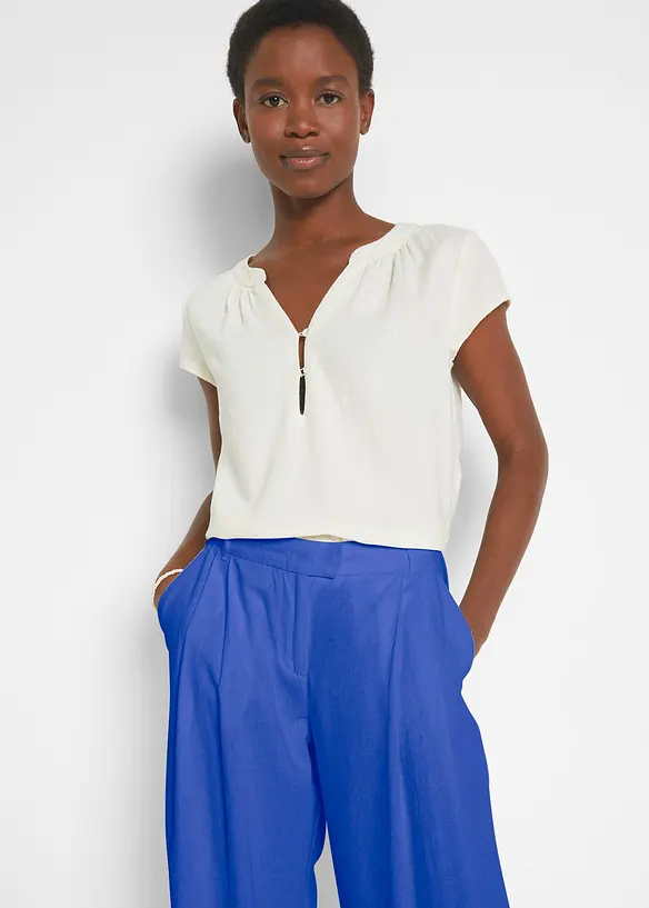 Pantalon palazzo en lin mélangé, coupe très large, bonprix