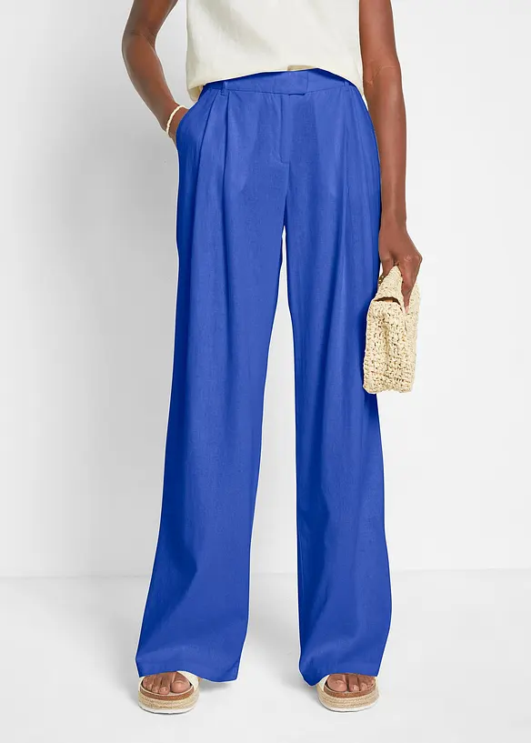 Pantalon palazzo en lin mélangé, coupe très large, bonprix