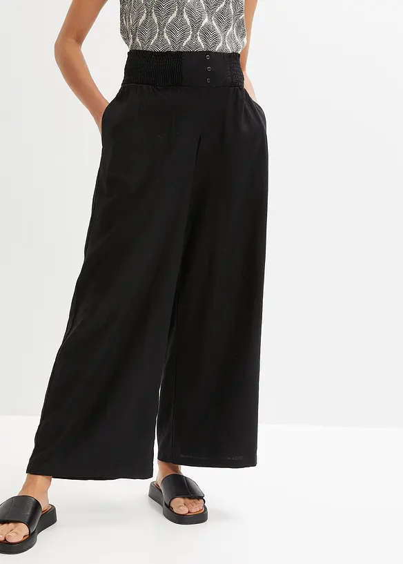 Pantalon large et léger en lin mélangé, bonprix