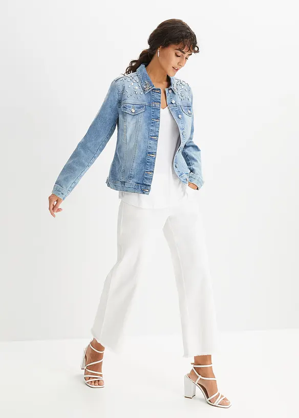 Jeansjacke mit Strass-Applikation, bonprix