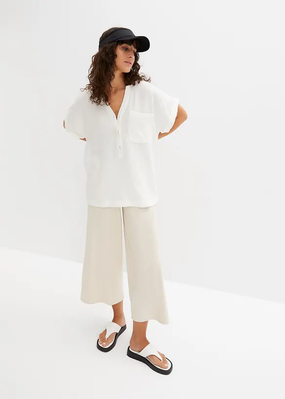 Blouse manches courtes en gaze de coton, bonprix