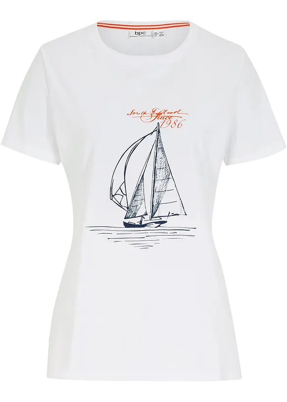 T-shirt coton imprimé et fendu sur le côté, bonprix