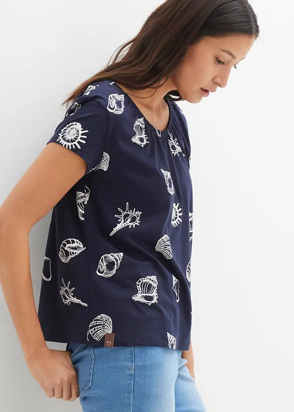Bedrucktes Shirt mit Rundhalsausschnitt aus Bio-Baumwolle, bonprix