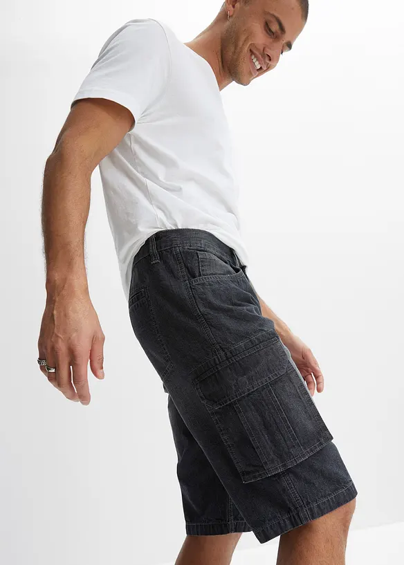 Bermuda cargo en jean, coupe loose, bonprix