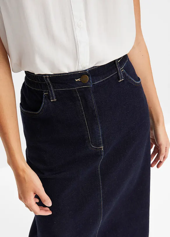 Leicht ausgestellter Midi-Stretch-Jeansrock mit Bequembund, bonprix