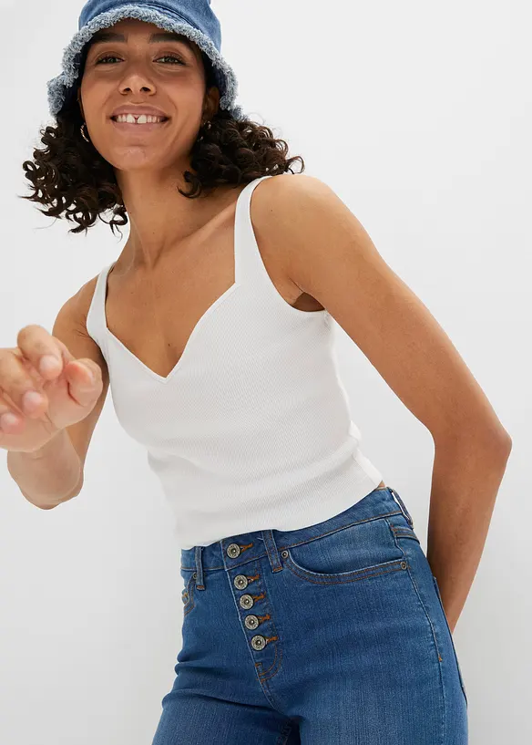 Schlagjeans mit offenem Saumabschluss, bonprix