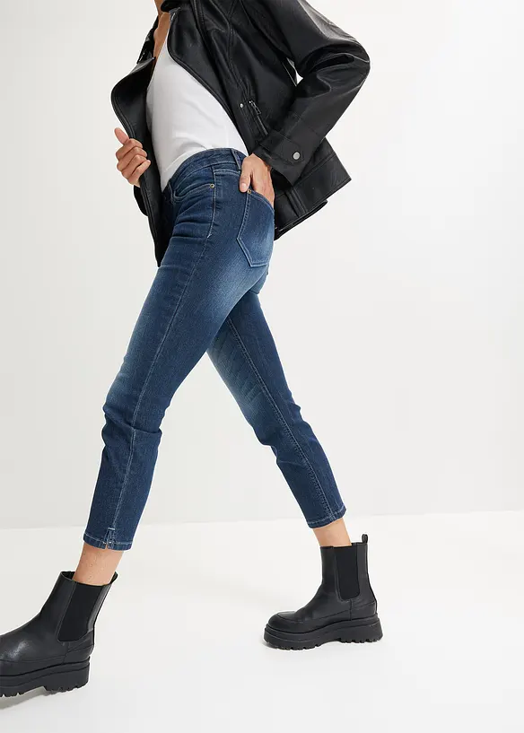 Jean 7/8 extensible, bas fendu, bonprix
