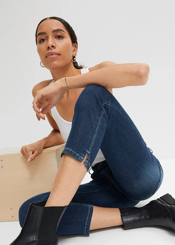 Jean 7/8 extensible, bas fendu, bonprix