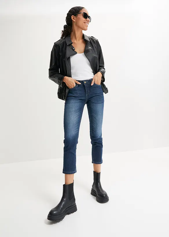 Jean 7/8 extensible, bas fendu, bonprix