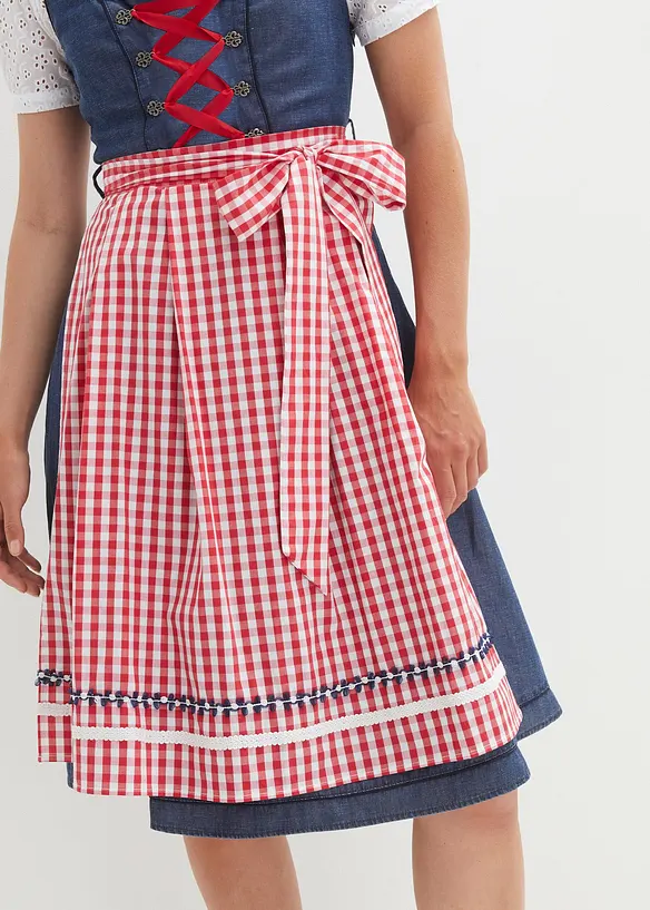 Dirndl effet jean et tablier longueur genou (Ens. 2 pces.), bonprix