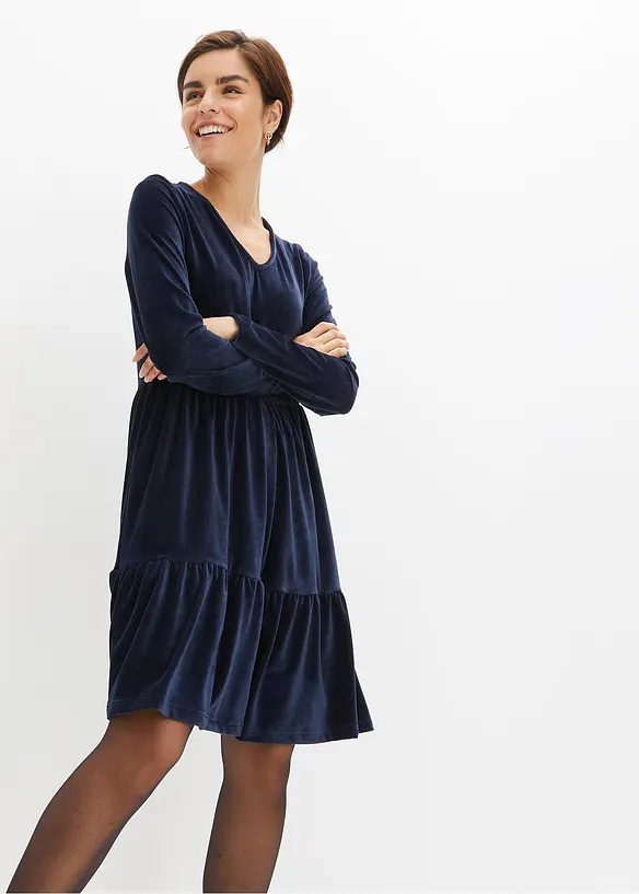 Minikleid aus elastischen Samt, bonprix