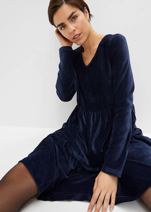 Minikleid aus elastischen Samt, bonprix