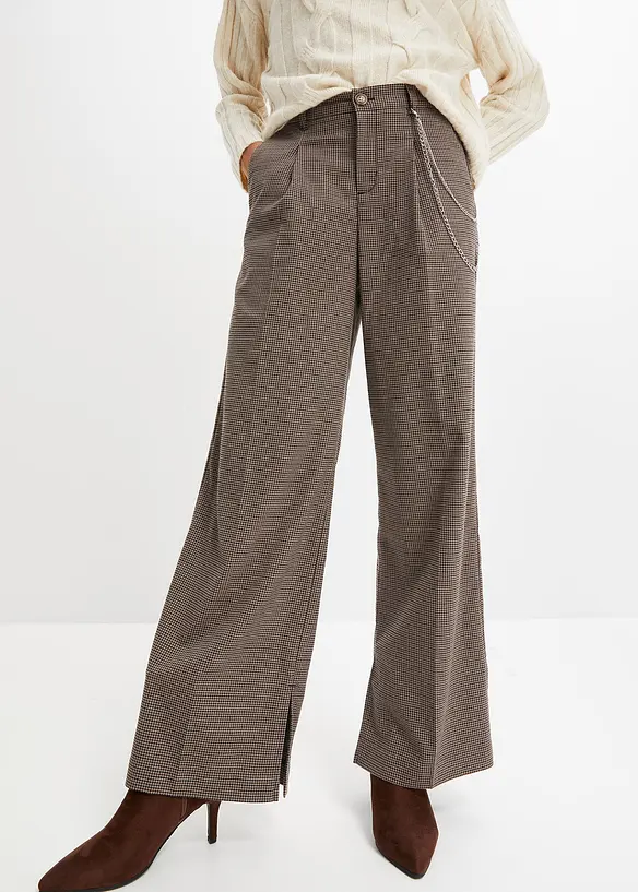 Pantalon à pinces et carreaux, chaîne amovible, bonprix