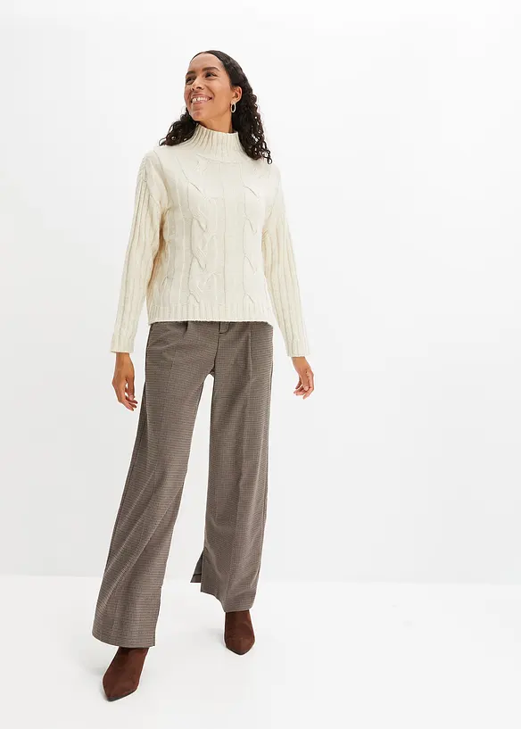 Pantalon à pinces et carreaux, chaîne amovible, bonprix