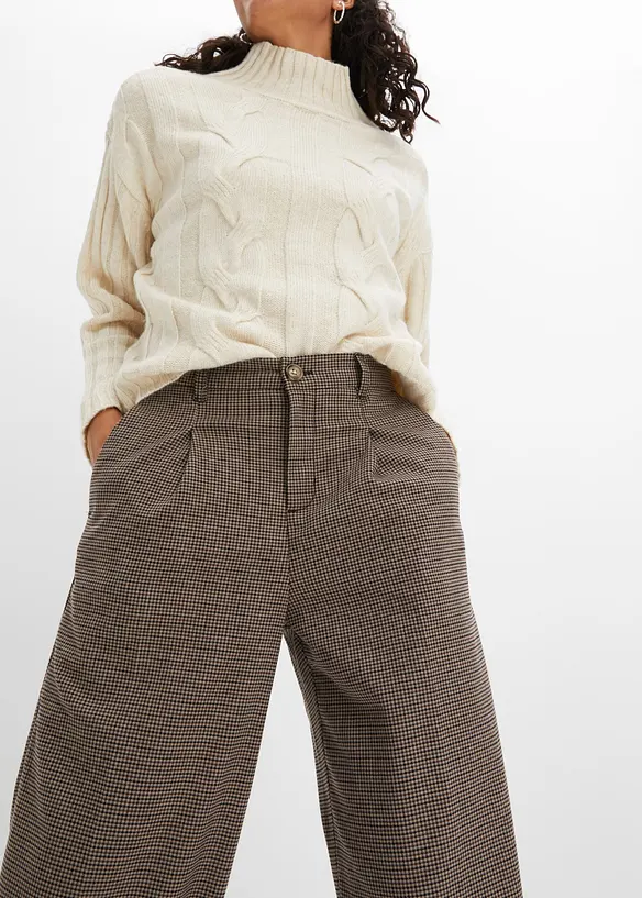 Pantalon à pinces et carreaux, chaîne amovible, bonprix