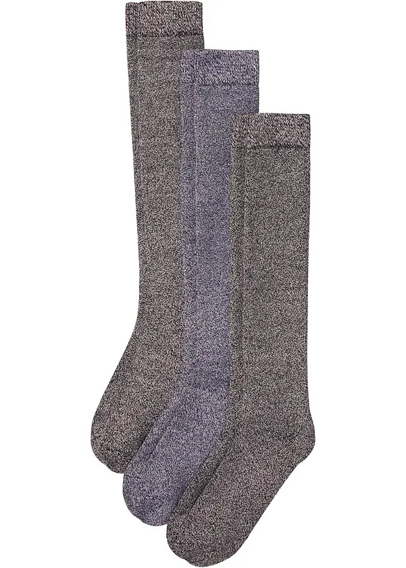 Lot de 3 paires de chaussettes hautes thermiques avec intérieur éponge doux, bonprix