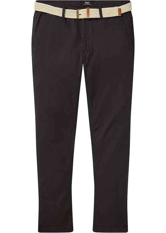 Pantalon chino droit avec taille élastique et ceinture, regular, bonprix
