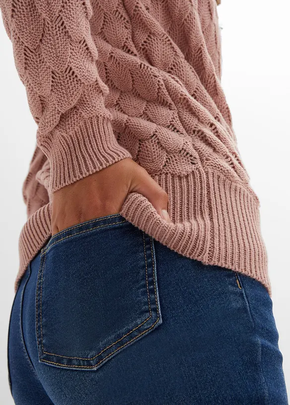 Ajour-Pullover in Wickeloptik, bonprix