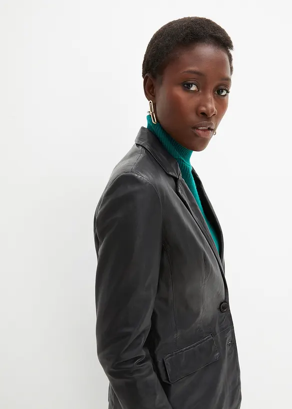 Blazer en cuir nappa d’agneau, bonprix