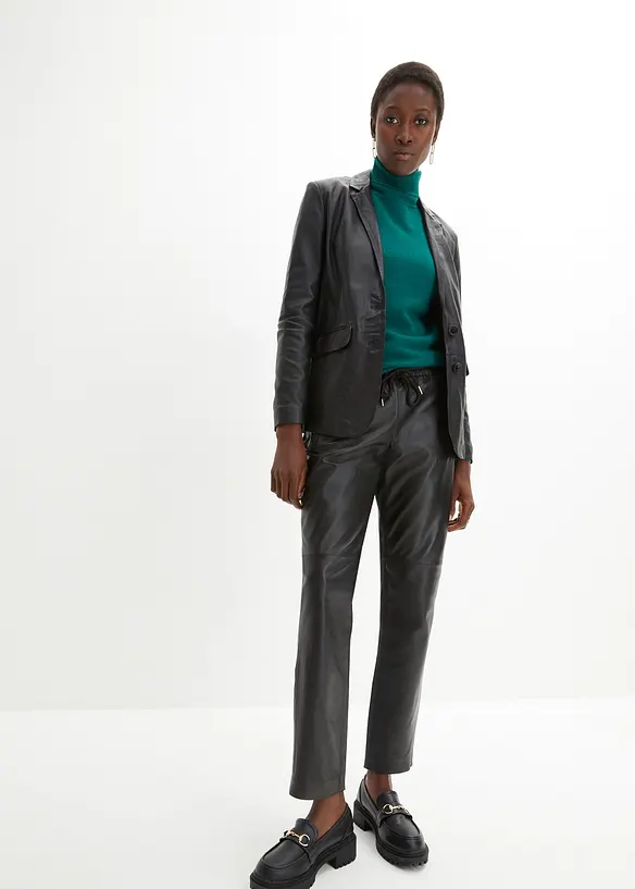 Blazer en cuir nappa d’agneau, bonprix