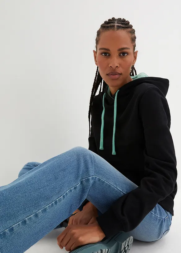 Sweat-shirt à capuche avec détails contrastants, bonprix