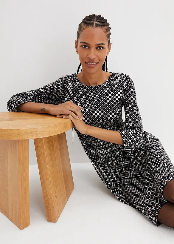 Punto di Roma-Kleid mit Jaquardmuster aus Viskose-Mix, bonprix