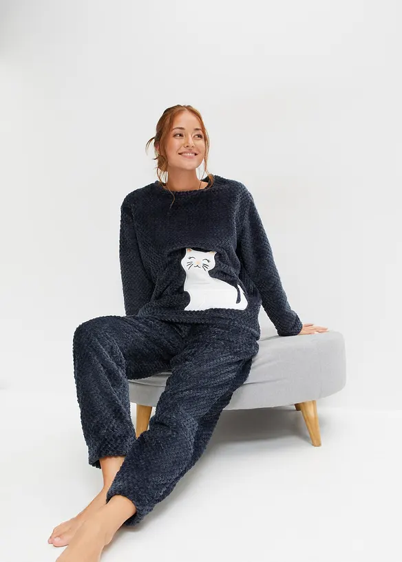 Pyjama en polaire texturée avec application, bonprix