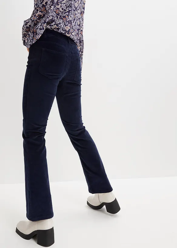 Pantalon bootcut en velours côtelé extensible, bonprix