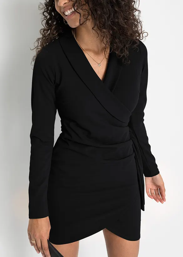 Robe courte en crêpe texturé, style portefeuille, bonprix