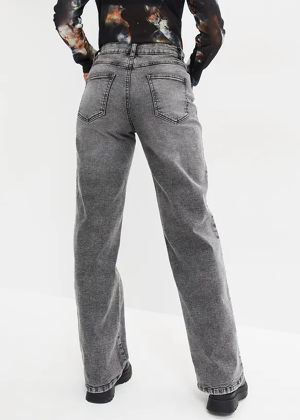 Jean Wide Leg, taille haute avec rivets, bonprix