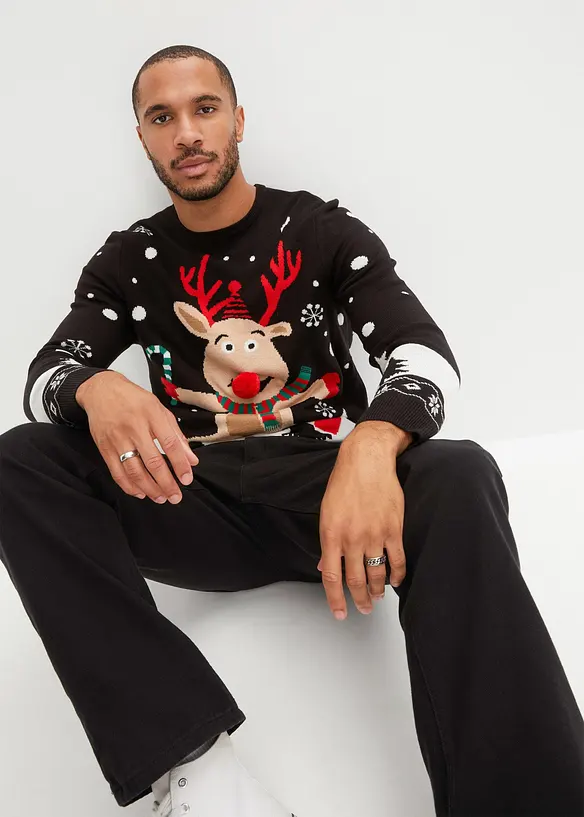 Feinstrickpullover mit Weihnachtsmotiv, bonprix