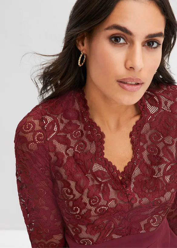 Chiffonkleid mit Spitze, bonprix