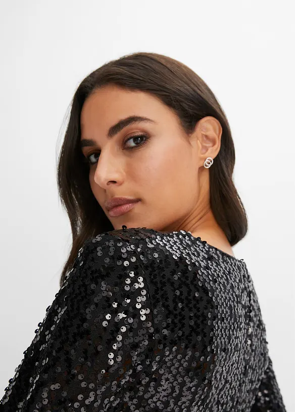 Robe à sequins et manches trompette, bonprix