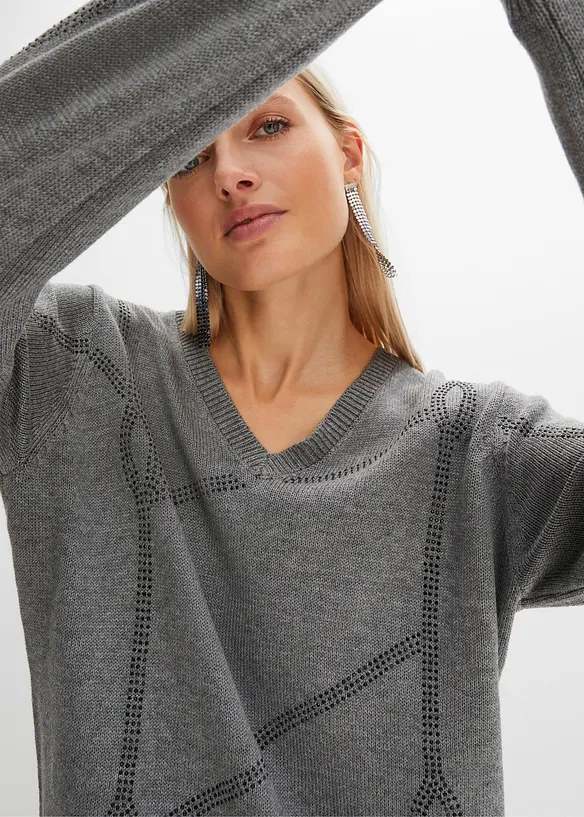 Pull avec application de strass, bonprix