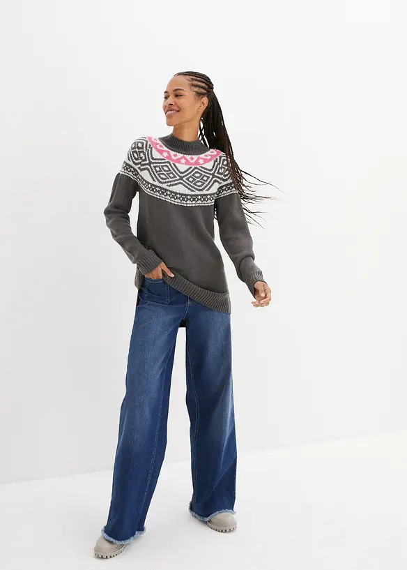 Pull norvégien avec fentes latérales, bonprix