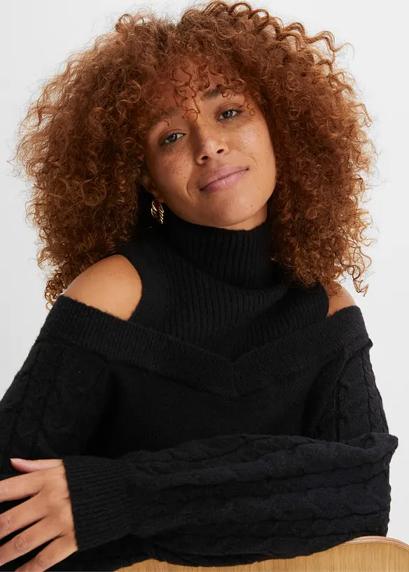 Grobstrick-Pullover schulterfrei, bonprix