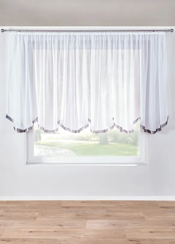 Store ondulé avec bordure en satin et polyester recyclé, bonprix
