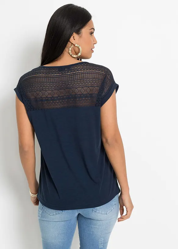 T-shirt en viscose et dentelle, bonprix
