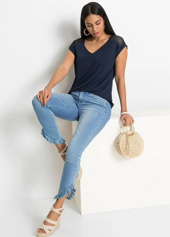 T-shirt en viscose et dentelle, bonprix