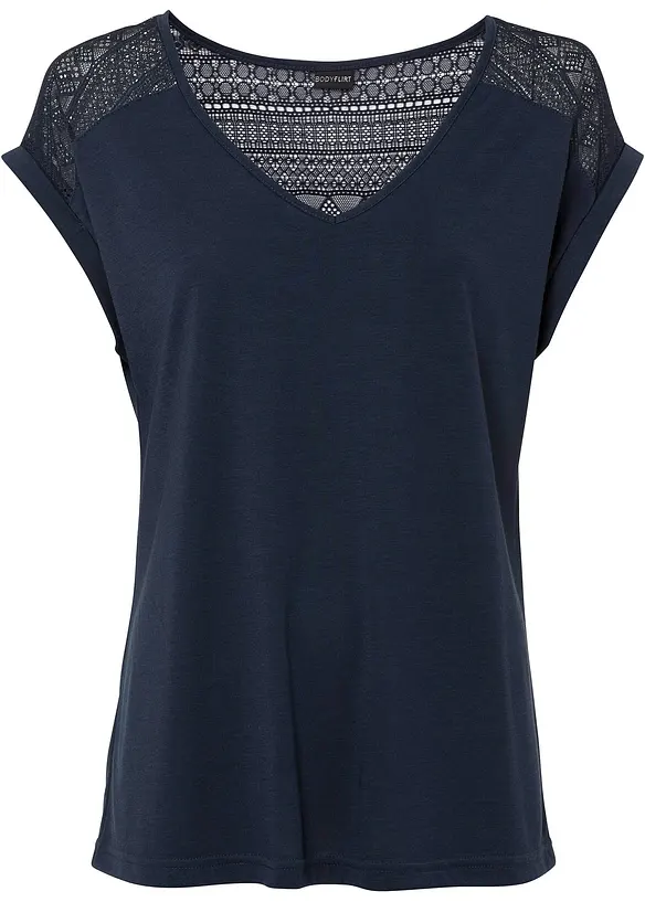 T-shirt en viscose et dentelle, bonprix