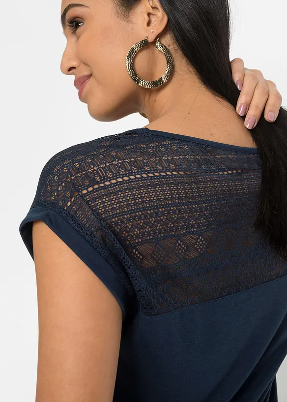 T-shirt en viscose et dentelle, bonprix