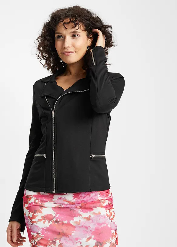 Gilet esprit motard en jersey de viscose mélangée, bonprix