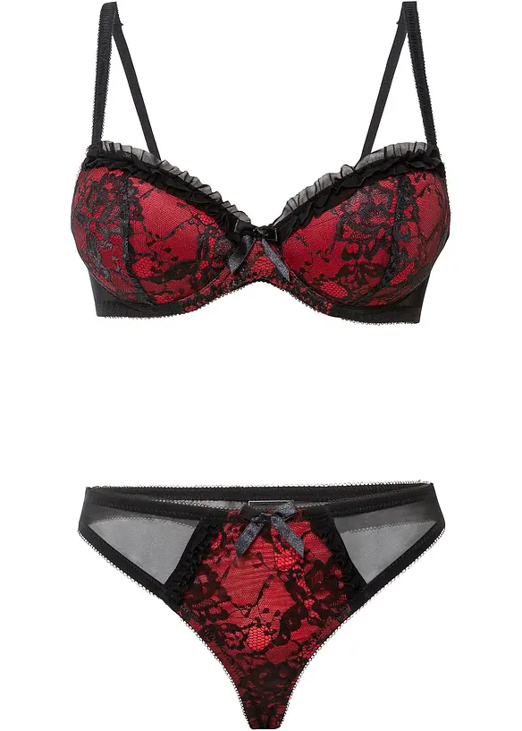 Soutien-gorge à coques et armatures + string (ens. 2 pces), bonprix