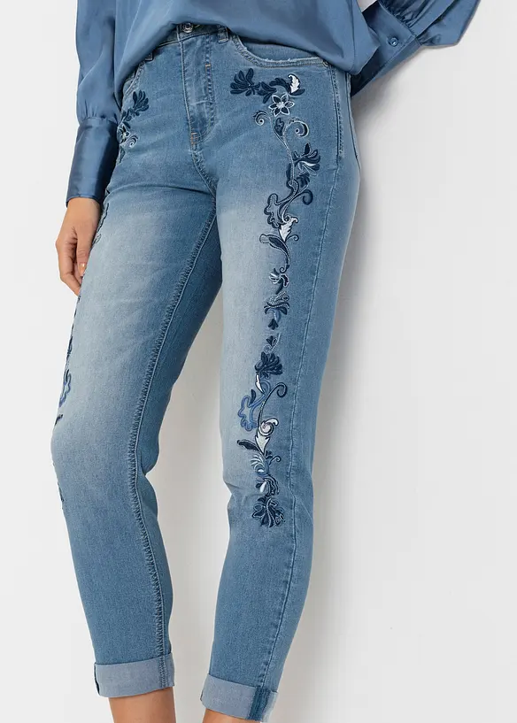 Jean slim taille mi-haute, court, bonprix