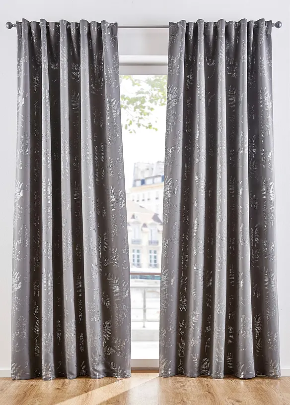 Abdunkelnder Vorhang mit Glanz Druck (1er Pack), bonprix