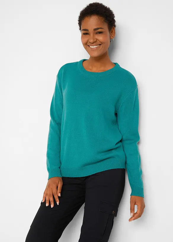 Pull col rond en maille, bonprix