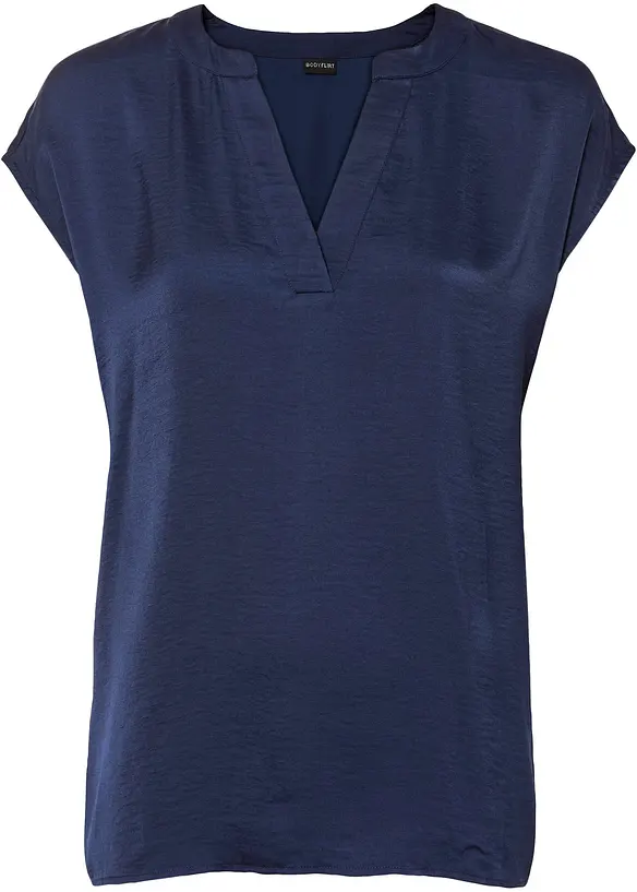 Blouse manches courtes ample en satin avec épaules descendues, bonprix